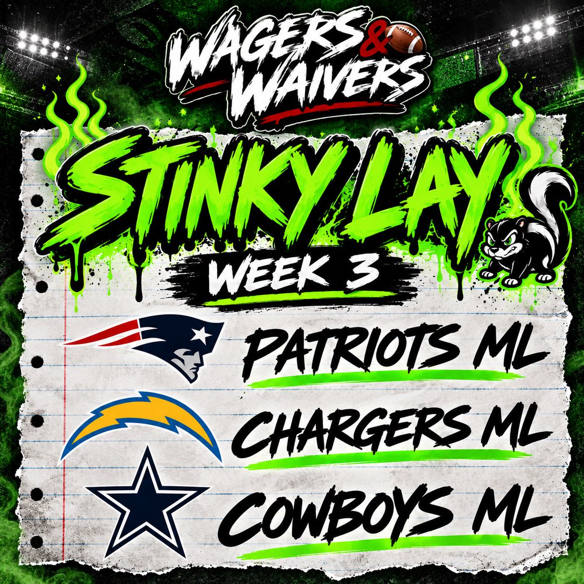 WagersnWaivers's tweet photo. Let’s get that stinky 💰 https://t.co/BPQF1WeK48