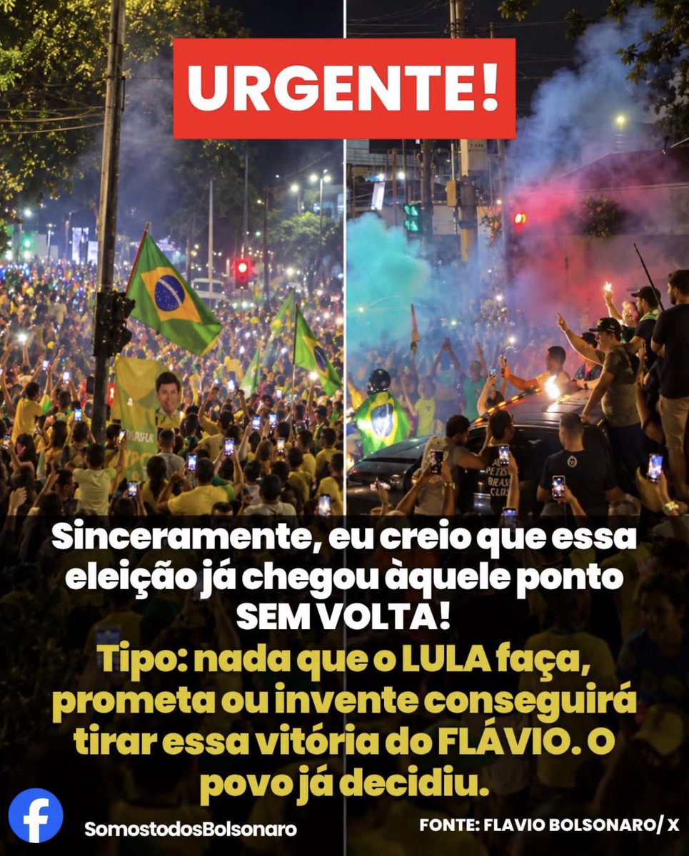 marciobonoroo's tweet photo. É no próximo domingo @FlavioBolsonaro 1º turno https://t.co/UkBD8Cjo76