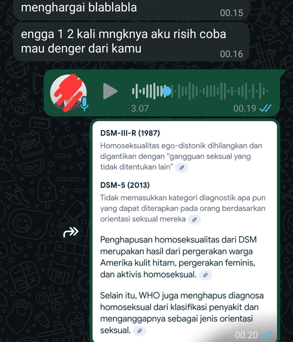 chaste_mois's tweet photo. Ehem, biar bukti yang bicara.
Ga gampang lho edukasi ke temen yang konservatif abis. Private message ke orangnya, bukan modal bacot di twitter 😁

@itsmenando_ https://t.co/atx03rZq7R