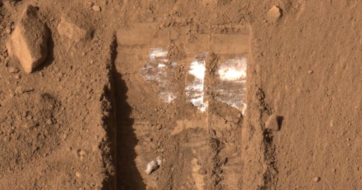 ArctyraGroup's tweet photo. ✅ This is how NASA found water ice on MARS! 

                                •   •   • 

NASA found water ice on Mars in stages: first from orbit (indirect hydrogen and thermal signatures), then by seeing ice exposed in fresh craters, and finally by digging it up and analyzing it on the surface.

1. First large-scale detection: 2001 Mars Odyssey orbiter (2002)
The 2001 Mars Odyssey spacecraft used its Gamma Ray Spectrometer (GRS) suite — a gamma-ray sensor plus neutron detectors — to map hydrogen in the top ~1 meter of soil. Hydrogen is a strong indicator of water ice.

Results showed abundant ice from about 55° latitude to both poles — enough, scientists said, to fill Lake Michigan twice. Near the poles the soil can be more than 50% ice by volume (“dirty ice”). Equatorial regions showed far less.

Odyssey’s THEMIS thermal camera later helped map how shallow that ice is by measuring how the ground heats and cools.

2. Ice seen from space in fresh craters: Mars Reconnaissance Orbiter (MRO)
MRO (arrived 2006) used its high-resolution HiRISE camera to photograph new meteorite impact craters. Several of those craters punched through the dusty surface and exposed bright ice only 0.5–2.5 m down — even at mid-latitudes, farther from the poles than expected. Spectrometers on MRO confirmed the bright material was water ice.

MRO’s SHARAD radar also mapped thicker buried ice sheets, including a large deposit in Utopia Planitia.

3. First direct “touch and taste”: Phoenix lander (2008)
• NASA sent the Phoenix lander to 68°N (farther north than any previous lander) specifically to check Odyssey’s predictions.
• Landing thrusters blew away a thin layer of soil and exposed bright ice under the spacecraft.
• The robotic arm dug trenches (notably “Dodo-Goldilocks”). White chunks appeared.
• Over four Martian days those chunks vanished — they sublimated (went from ice straight to vapor). Salt or dry ice (CO₂) would not have behaved that way.

A sample was delivered to the Thermal and Evolved-Gas Analyzer (TEGA). When heated, its mass spectrometer detected water vapor at 0 °C. NASA announced the confirmation on 31 July 2008.

📝 Ice was only a few centimeters beneath the surface at that site.

📍Other relevant hardware: 
• Polar ice caps themselves had been photographed since the Mariner and Viking eras, but they are mixed with seasonal CO₂ ice.
• Later rovers (Curiosity’s DAN neutron detector, Perseverance’s RIMFAX radar) have measured water bound in minerals or looked for ice in the shallow subsurface, but Phoenix remains the mission that first physically sampled water ice.

🛰️ In short: Odyssey found the ice from orbit by detecting hydrogen; MRO photographed it in new craters; Phoenix dug it up, watched it disappear, and chemically confirmed it was H₂O.