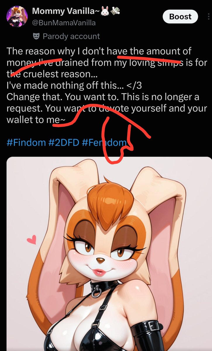 BunTheBunny2DFD's tweet photo. I think this one might be getting hidden, so I'll just post the screenshot lol.

Point stands, I want to buy lunch later and I want that funded by my followers.
#2DFD #Findom #Femdom https://t.co/OuSJgKeMby