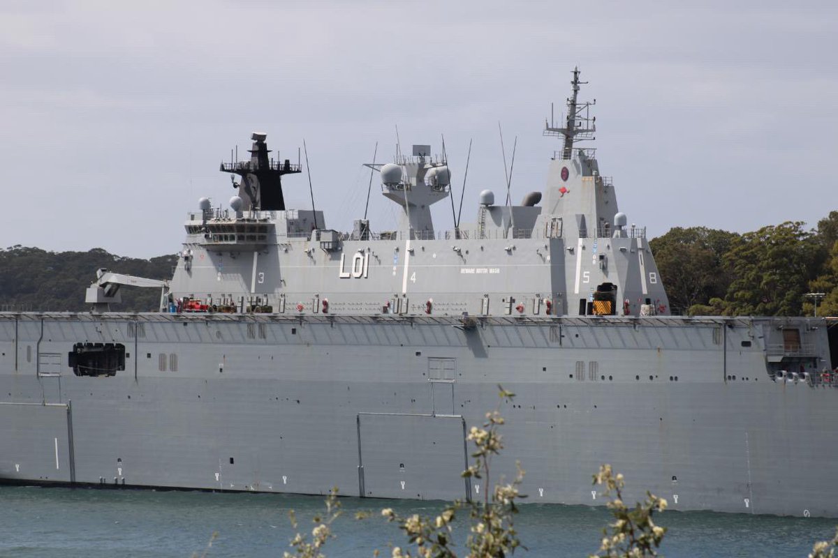WarshipCam's tweet photo. Royal Australian Navy Canberra-class landing helicopter dock HMAS Adelaide (L01) in Sydney, Australia - September 26, 2026    SRC: INST- Lily M. https://t.co/JaKvAvLp3l