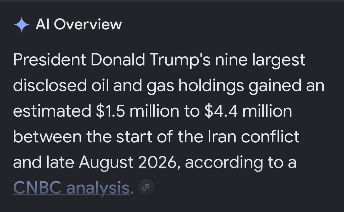 MuskRat_062871's tweet photo. @Hildegard2023 @GuntherEagleman How do you know Iran had a nuclear weapon? Just because Trump says it doesn’t mean is true.I agree about the oil companies profiting.The oil companies have investors and those investors have been removing all alternative energy incentives. One of those investors is Trump. Ask AI https://t.co/paXEi5xZWX