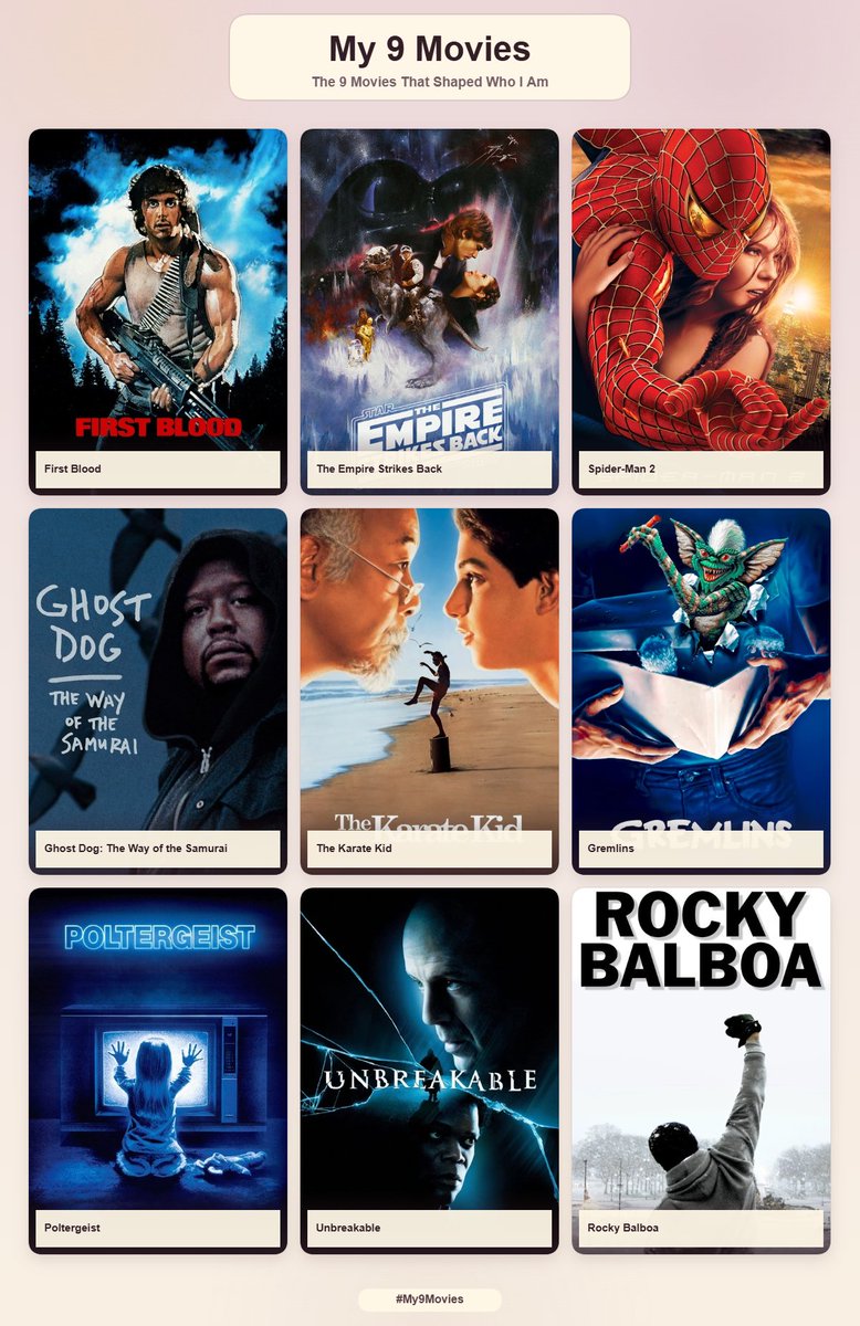 Metodologic's tweet photo. @udamaster ¿Y mis 9 pelis? En cierta medida, determinados títulos engloban prácticamente las sagas en sí: las tres Spiderman de Raimi, las secuelas de Rambo y Rocky me vuelven loquer, los episodios del 1 al 6 de Star Wars, toda la saga Karate Kid, de Unbreakable a Glass, Poltergeist 2... https://t.co/rDe0bCixdJ