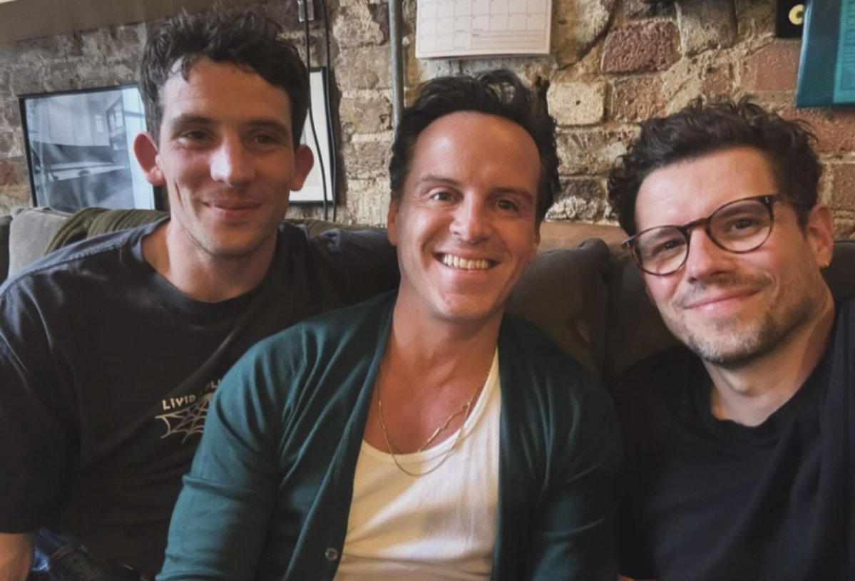 FilmUpdates's tweet photo. Josh O’Connor, Andrew Scott and Sam Yates in newly shared picture. https://t.co/duc5o9sHpe