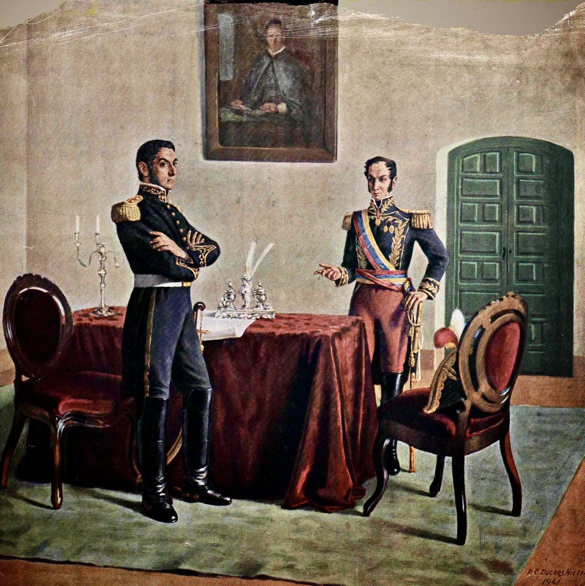 nissnickmich's tweet photo. Entrevista de Guayaquil entre Simón Bolívar y José de San Martín. Obra del artista argentino Pablo Ducros Hicken #arte #pintura #sanmartin #bolivar #simonbolivar #argentina #venezuela #vzla #curiosidades #27sep https://t.co/GLHWxpZTsq