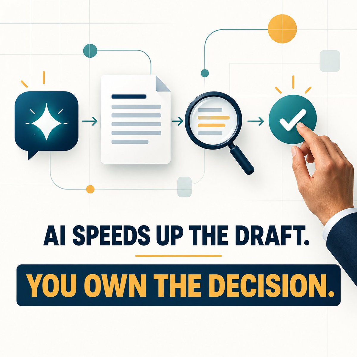 realclintonobi's tweet photo. AI can speed up the first draft. It cannot own the call. Check the context, verify the evidence, and decide what the work should actually do. Faster writing matters when it leads to a better decision. #AIWorkflows #ProfessionalJudgment https://t.co/aSz4pvOjn8