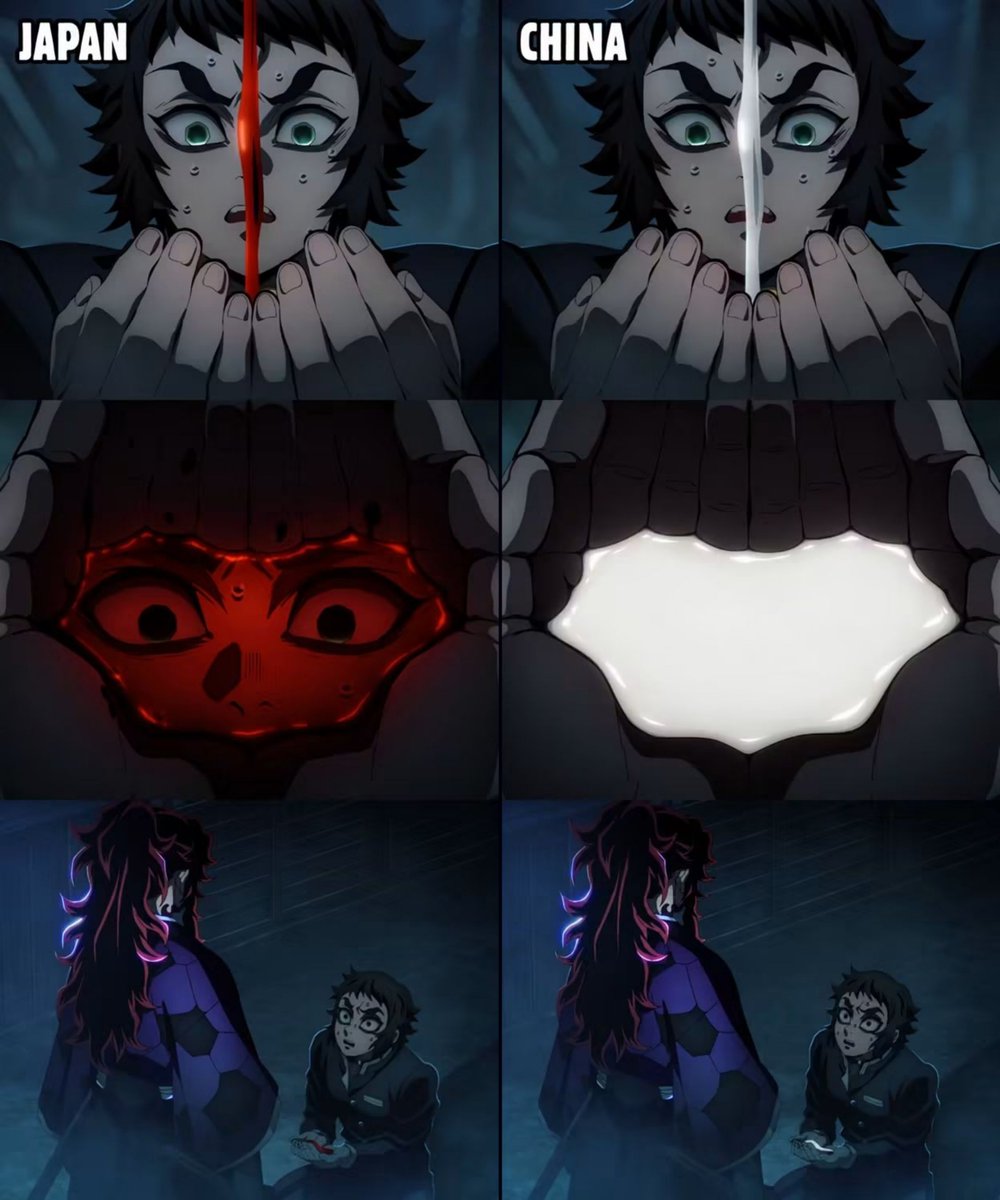 FilmxPoint's tweet photo. Demon Slayer censorship in China https://t.co/h61WawscqR