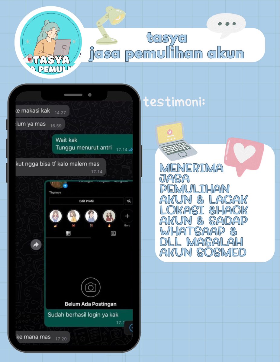 bernjmyur's tweet photo. OPEN JASA PEMULIHAN &amp; HAPUS AKUN SOSMED🔔

Melayani‼️

🌸Pulihkan &amp; Pulihin/Balikin Akun
🌸Hapus/Nonaktifkan Akun
🌸Hack Akun
🌸Sadap Wa/All Sosmed
🌸Reset Hp
🌸Lacak Lokasi

(Instagram,Tiktok,Gmail/Email,Facebook,Telegram,Twitter/X,Dll)
Konsultasi? WhatsApp di bio!
#zonauangㅤ https://t.co/1mFA7DdOUm