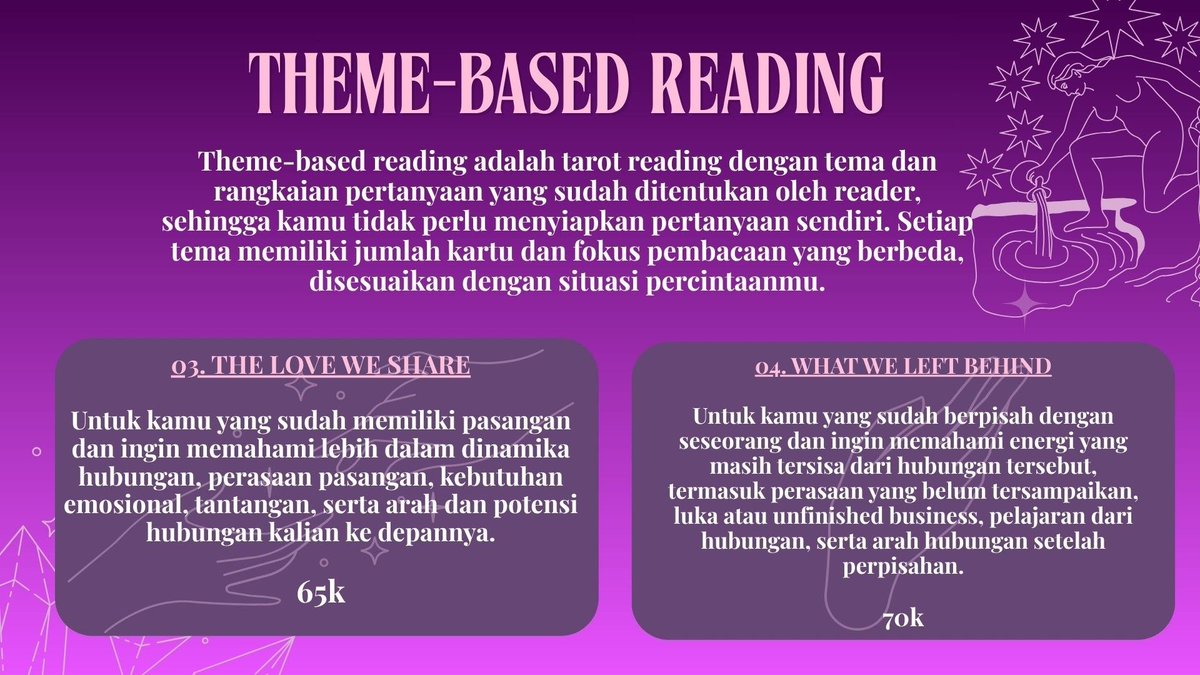 SolemnSainte's tweet photo. Malam, teman-timun. Ely malam ini sudah open lagi yah samapai ketiduran. Yuk yang mau tarot reading sambil curhat masalah percintaan, kerjaan, persahabatan, keuangan, past life, dan lain-lain bisa ke aku. Dijamin no AI, no judgemental, dan queer-friendly. 🥰 #zonauang #bealanjaㅤ https://t.co/kbLzclSXZp