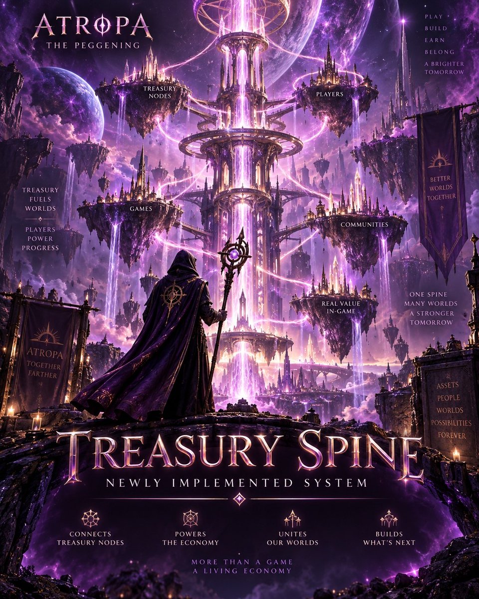 ThePeggening's tweet photo. You can read about the Treasury Spine.
Or you can walk into it.
The Peggening turns treasury nodes, players, games and communities into part of the world itself. Learn the system by exploring it.
$atropa #Atropa #ThePeggening #pdai https://t.co/nLgjt37JCk