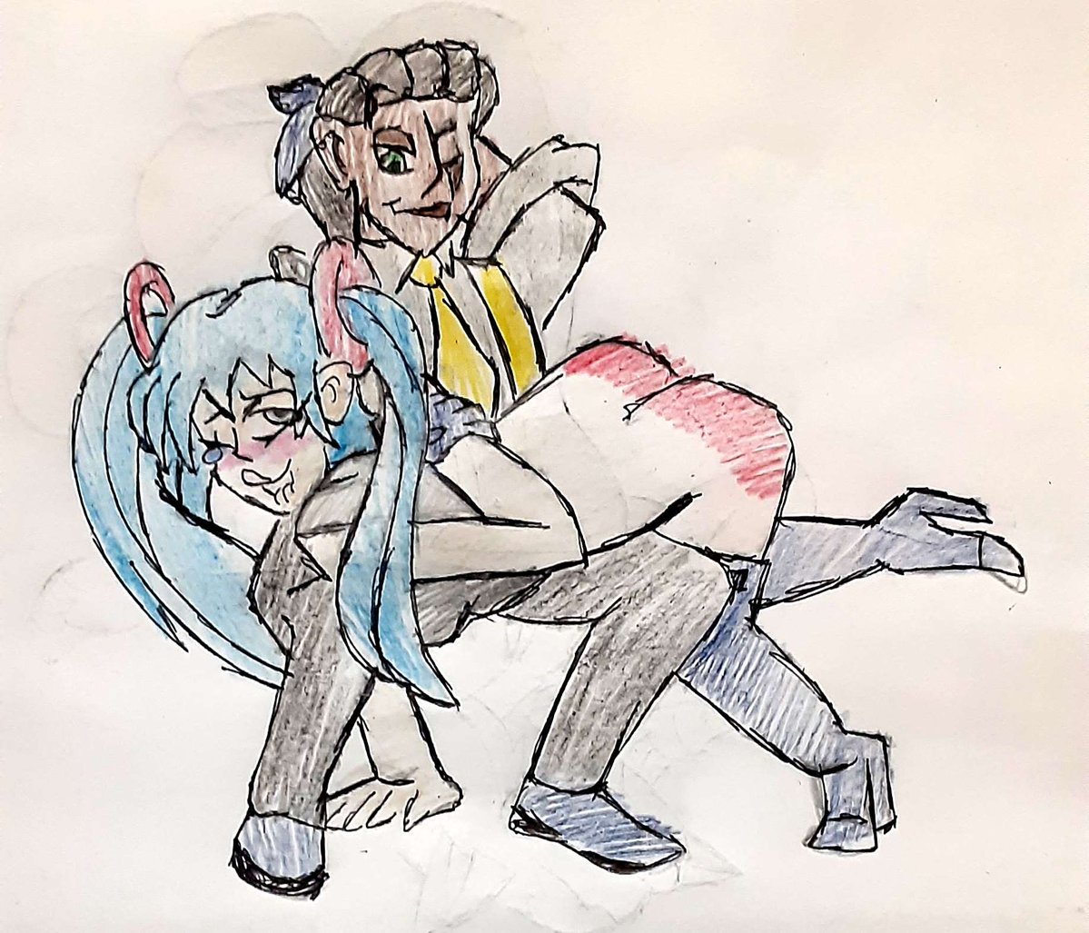 TheJacman's tweet photo. No, Jango isn't #spanking Hatsune Miku; he's spanking Marcia from Custom Robo for the Gamecube.

Honestly, Custom Robo was one of my favorite games for the Gamecube. It's such a gem and I have a lot of nostalgia for it. 

#spankingart https://t.co/kDIHwgh95K