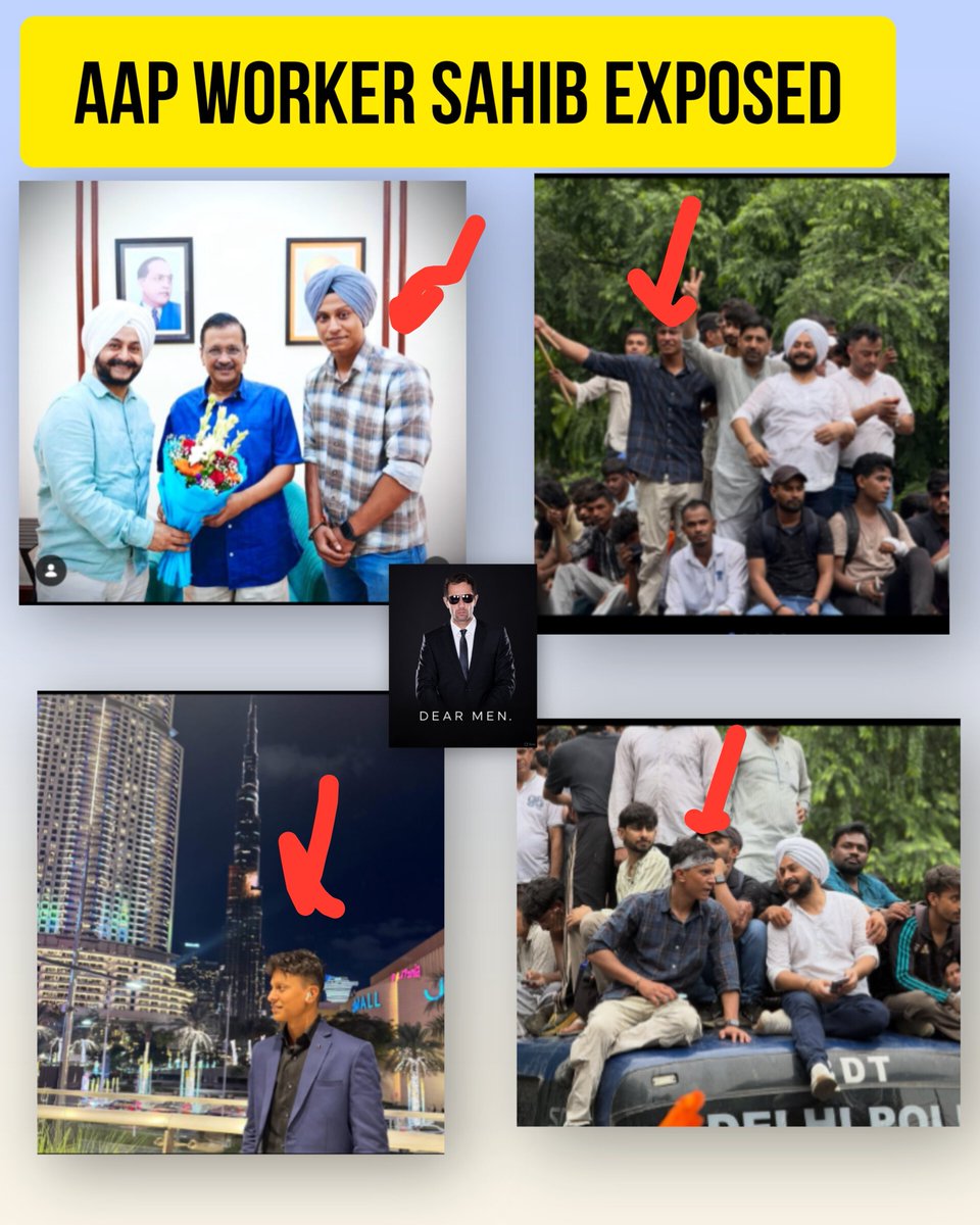 DearMenLife's tweet photo. So the guy who was thrashed by BJP MLA Parvesh Verma was planted by Arvind Kejriwal

This guy is seen with AAP MLA &amp; Arvind Kejriwal

He also frequently travels to Dubai.

He was planted &amp; provked Parvesh Verma &amp; abused his family

He was also seen at Jantar Mantar CJP protest https://t.co/HgppwMSgX0