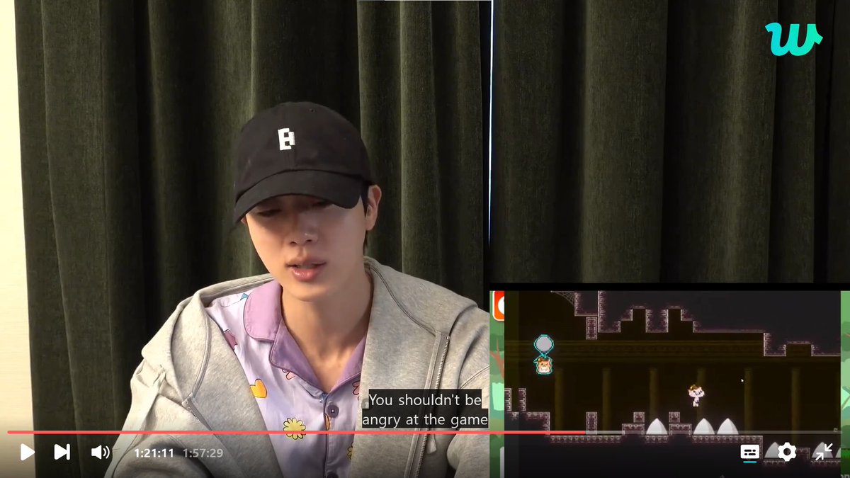 Raya_for_BTS's tweet photo. Watching Jin playing games is fun. But he also reveals a lot of his life  philosophy while playing games. If you start blaming the game (job, school) you give away your own agency. You turn into a helpless victim of circumstances. If you blame your skills, you open the + https://t.co/Au7Gidx5N8