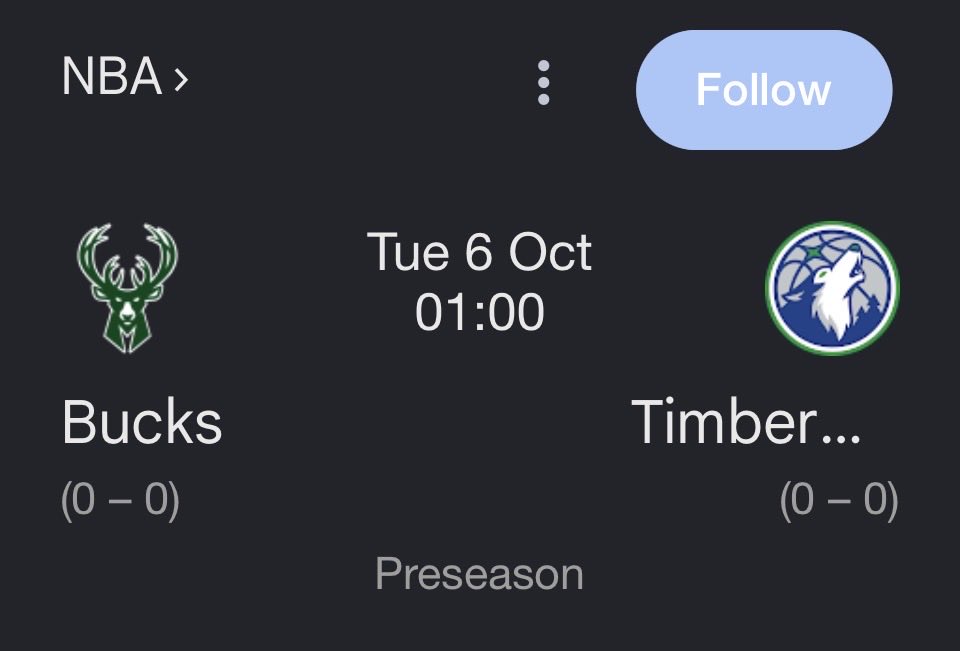 MIPRollins's tweet photo. Dedication is watching a bucks pre season game at 1am on a Tuesday I will be there https://t.co/xfZ2Red4ja