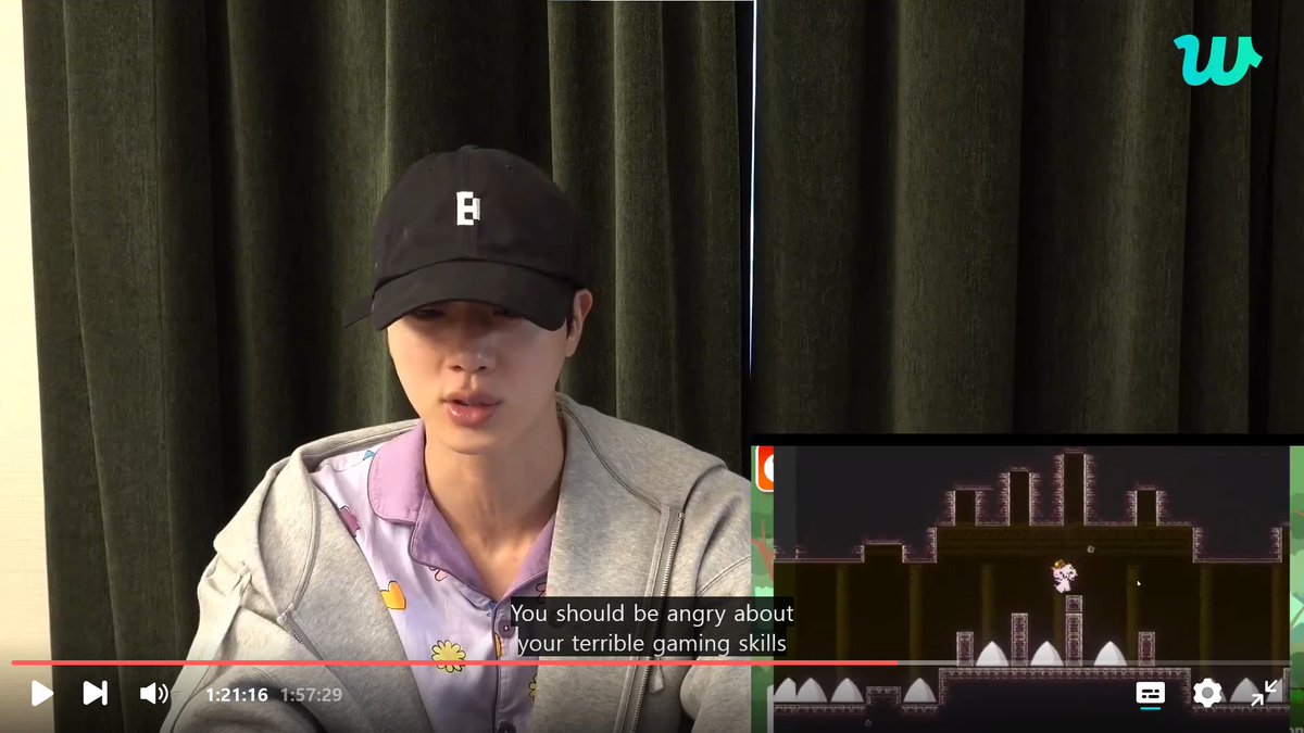 Raya_for_BTS's tweet photo. Watching Jin playing games is fun. But he also reveals a lot of his life  philosophy while playing games. If you start blaming the game (job, school) you give away your own agency. You turn into a helpless victim of circumstances. If you blame your skills, you open the + https://t.co/Au7Gidx5N8