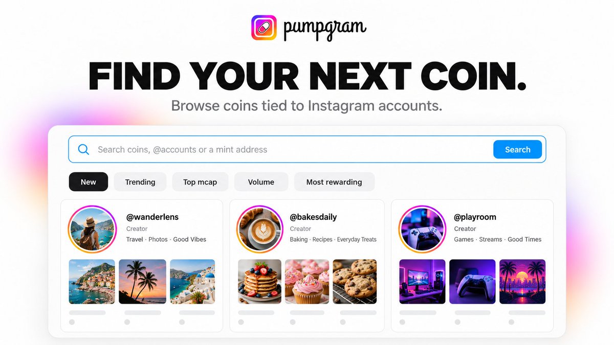 pumpgramsocial's tweet photo. The next coin you find might start with an account you already follow.

Search handles, browse new launches, and see what’s happening on Pumpgram.

https://t.co/HjouK2lVSw https://t.co/MhzC8GPxby