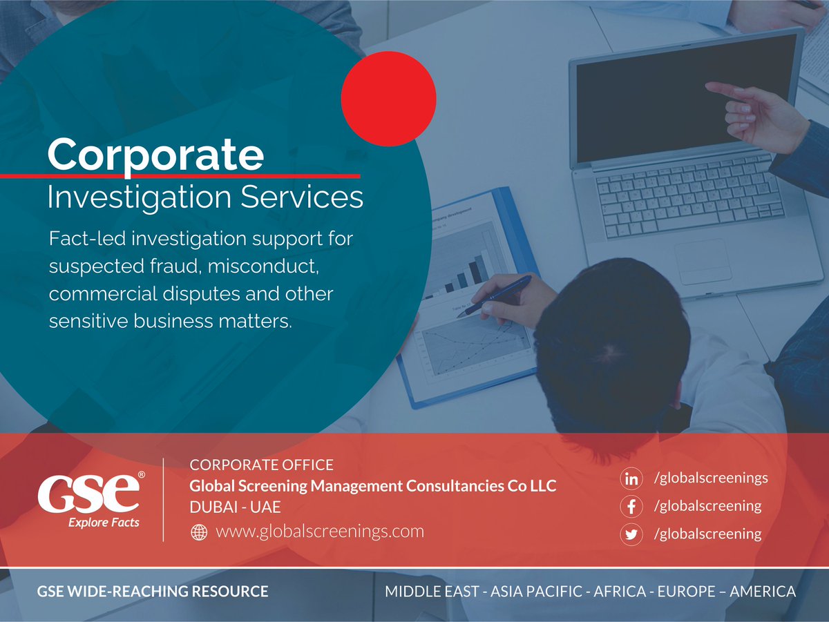 globalscreening's tweet photo. #Global #Screenings provides #corporate #investigation and #duediligence support for #organizations that need a clearer understanding of the facts surrounding a sensitive matter. 

https://t.co/RxakxeAUmF https://t.co/GdzrFyaZB9