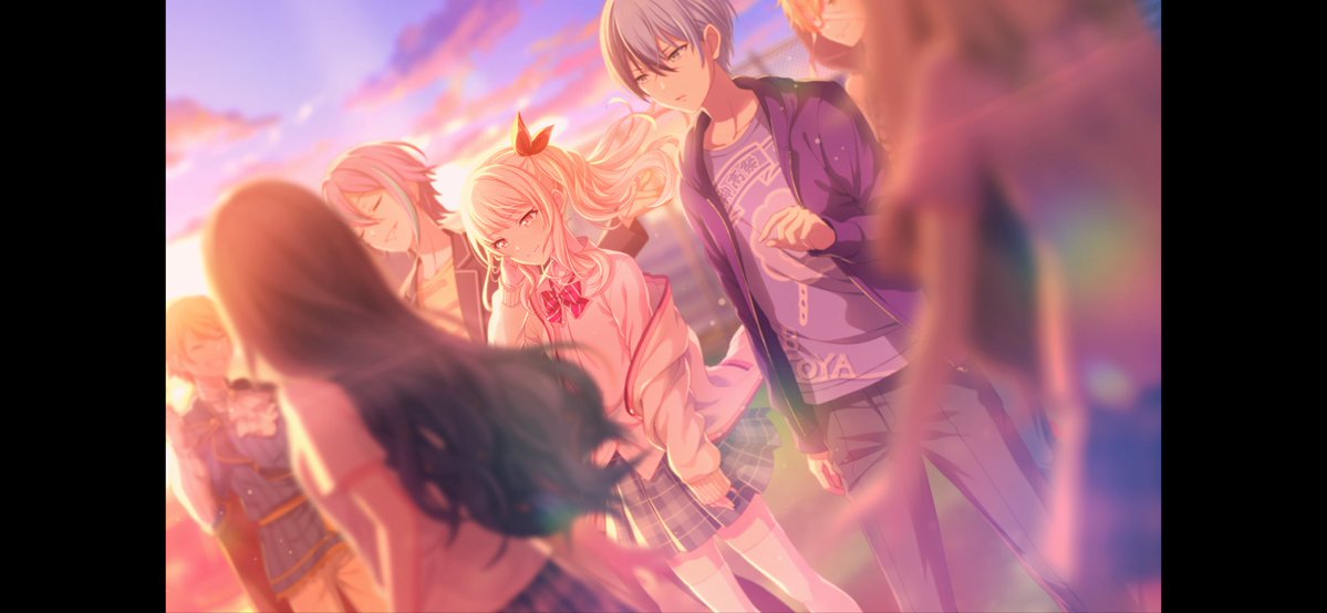 Sakiremon9pui's tweet photo. キャラクターアーカイブからカードイラスト広げられる（？）ようになったのさっき気付いてえぐい
個人的にすげぇと思ったもの
　一枚目えななんの手がうつった
　二枚目さきちゃんの表情やポーズ
　三枚目場所や構図が分かりやすくなった
　四枚目5人の表情が明確に見えた

読みずらくてごめんなさい🙇‍♀️ https://t.co/JK0oOZeqJy