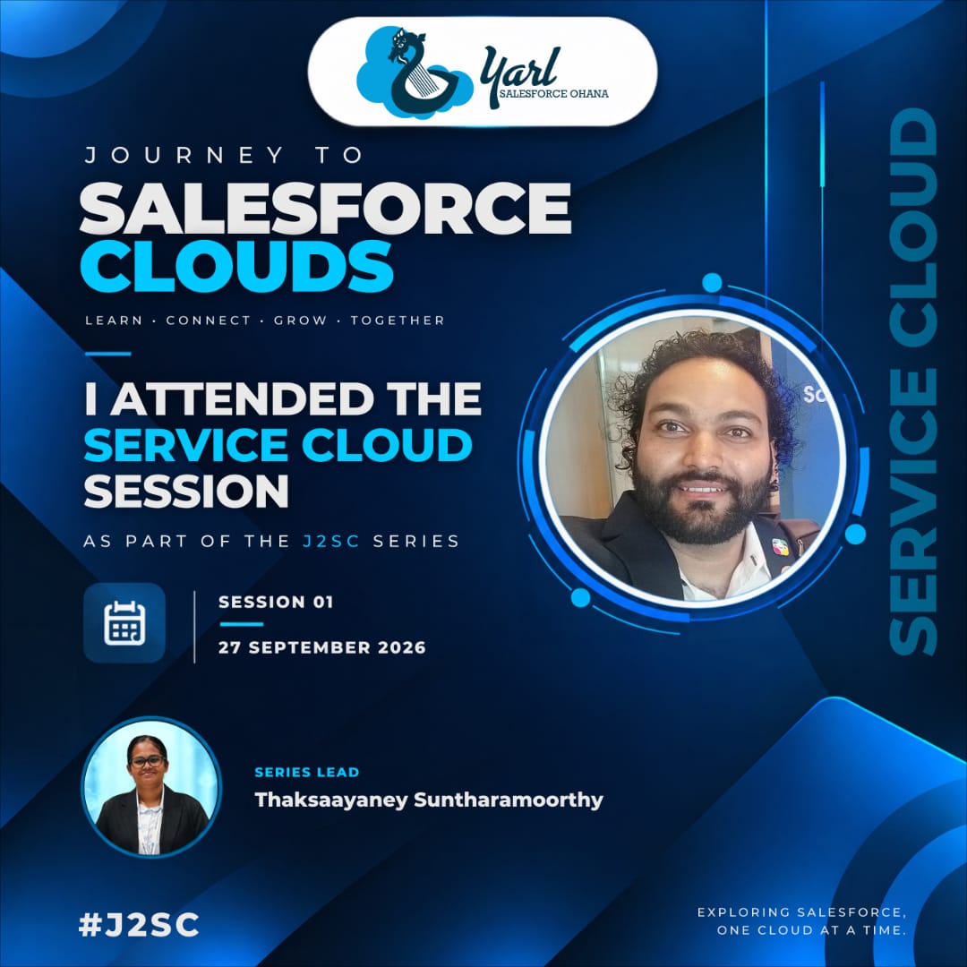 hmdranga's tweet photo. ☁️ J2SC Journey Begins! 🚀

Great @ServiceCloud  Deep Dive by RajivKrishnan J ! 🙏

Thank you to @YarlSFO for launching this learning journey!

Looking forward to the next cloud! ☁️

#J2SC #ServiceCloud #Salesforce #YarlSFO #SalesforceCommunity https://t.co/ZiJcJY97A2
