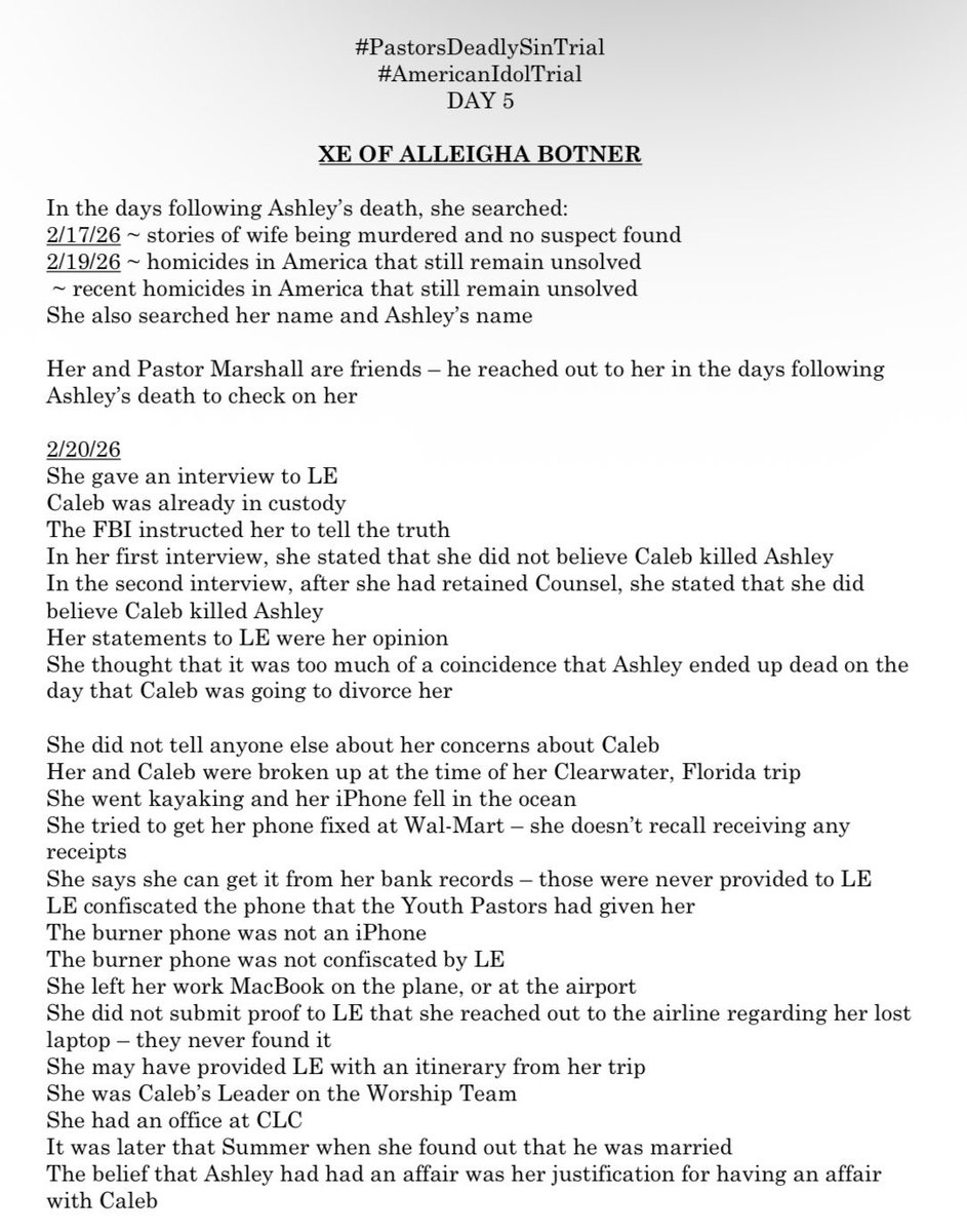 LexiTheLawNerd's tweet photo. OH v. CALEB FLYNN #PastorsDeadlySinTrial #AmericanIdolTrial |
Day 5 - The Mistress Continues to Read the Messages
🔗 to the Messages: https://t.co/5ngGPAdyBk
1/2
#AlleighaBotner #CalebFlynn https://t.co/KdqZvclBzh