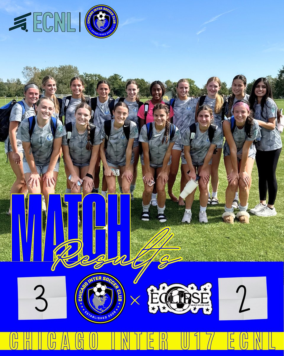 InterECNL2028's tweet photo. Crosstown rivalry win!
A hard-fought 3️⃣–2️⃣ win over Eclipse U17! 

@chiINTER @ECNLgirls @TopDrawerSoccer @PrepSoccer @TheSoccerWire https://t.co/3AMRbndK8O
