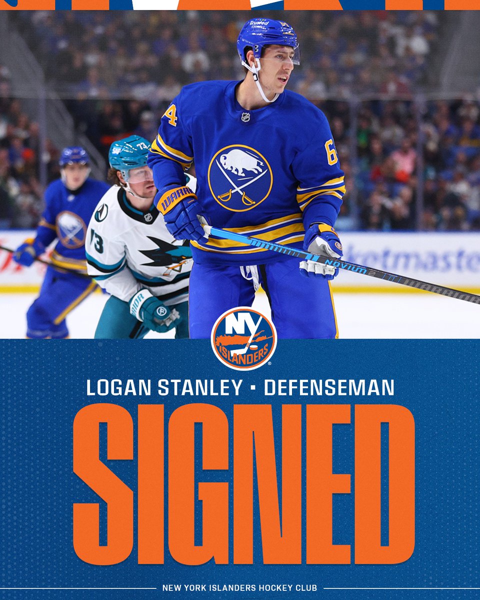 NYIslanders's tweet photo. #Isles Transaction: The New York Islanders have signed defenseman Logan Stanley to a one-year contract.
