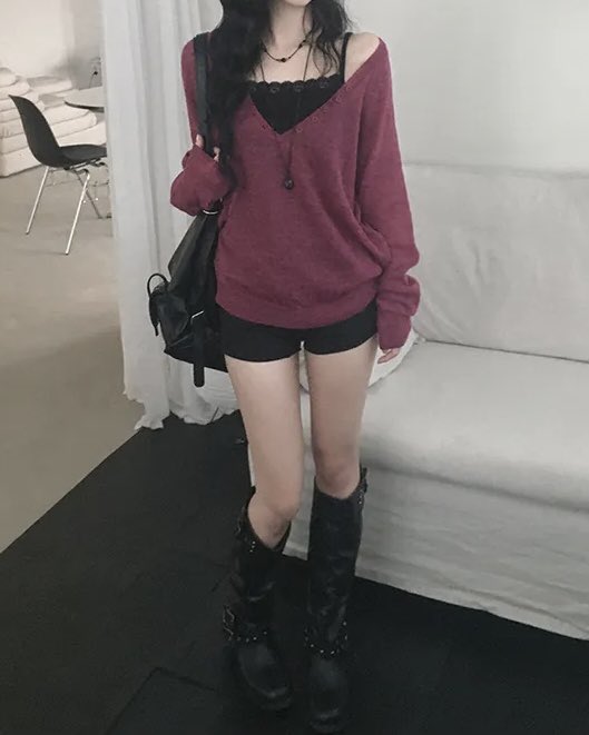 uzadew's tweet photo. 플럼컬러 + 검정 레이스나시 조합도 예쁨.. https://t.co/f7SQPOtDvv