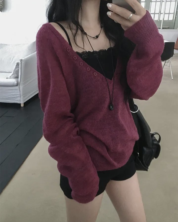 uzadew's tweet photo. 플럼컬러 + 검정 레이스나시 조합도 예쁨.. https://t.co/f7SQPOtDvv