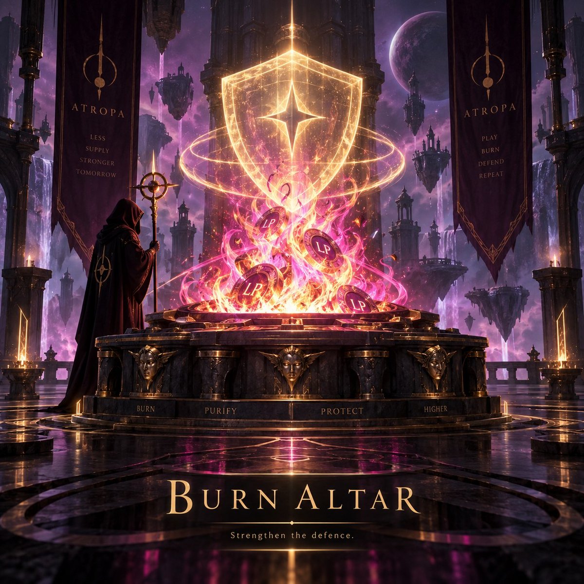 ThePeggening's tweet photo. Not every objective is "go there and shoot something."
The Burn Altar is about strengthening defence - another example of The Peggening turning system ideas into physical places and actions inside the world.
#Atropa #ThePeggening $pdai #defigaming https://t.co/W2YcwY1CvG