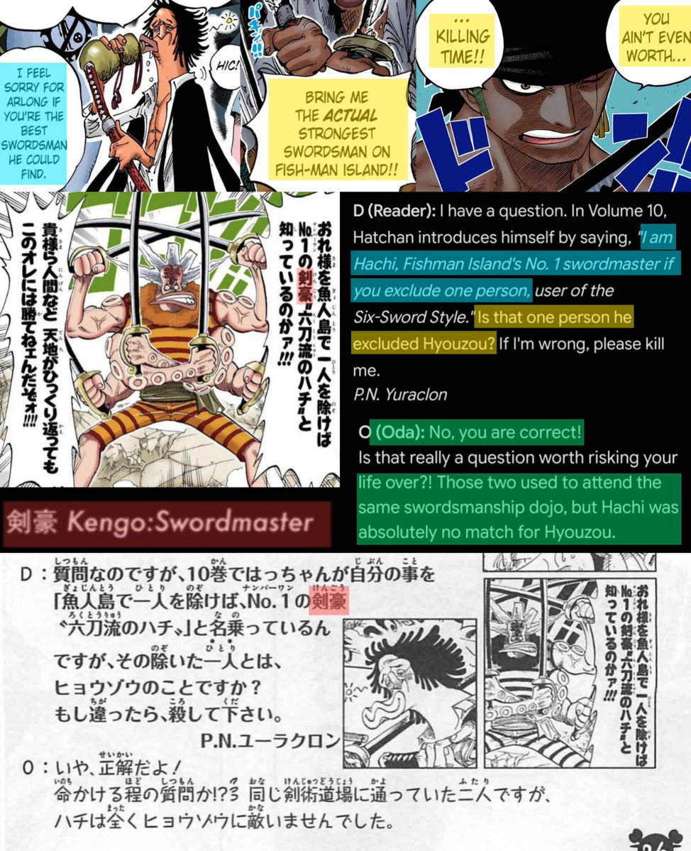 Dawn_Fuchsia's tweet photo. @DodoriaZarbon1 @JojoLeGaucho2 Zoro post Onigashima est un kengo comme Octy au début de l'œuvre, tu vas me faire croire qu'ils sont au même niveau à l'épée parce qu'ils ont le même titre dépeiste ? https://t.co/SJtYz4JSUf