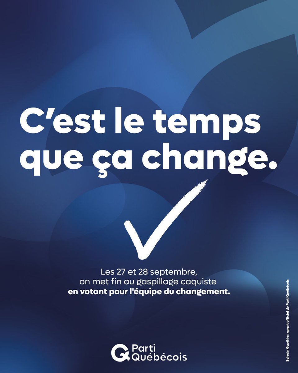 partiquebecois's tweet photo. C’est aujourd'hui le premier jour de vote par anticipation pour les élections générales!

Rendez-vous dans le bureau de vote indiqué sur l’avis d’inscription qui vous a été envoyé par la poste ou vérifiez ici: https://t.co/Fop0woGcXO.

Le vote par anticipation a lieu aujourd'hui et demain, de 9h30 à 20h. Assurez-vous d’avoir en main une pièce d’identité valide, comme votre permis de conduire, votre carte d’assurance maladie ou votre passeport. 

Faites le choix du changement en votant dès aujourd'hui pour une ou un député du Parti Québécois!