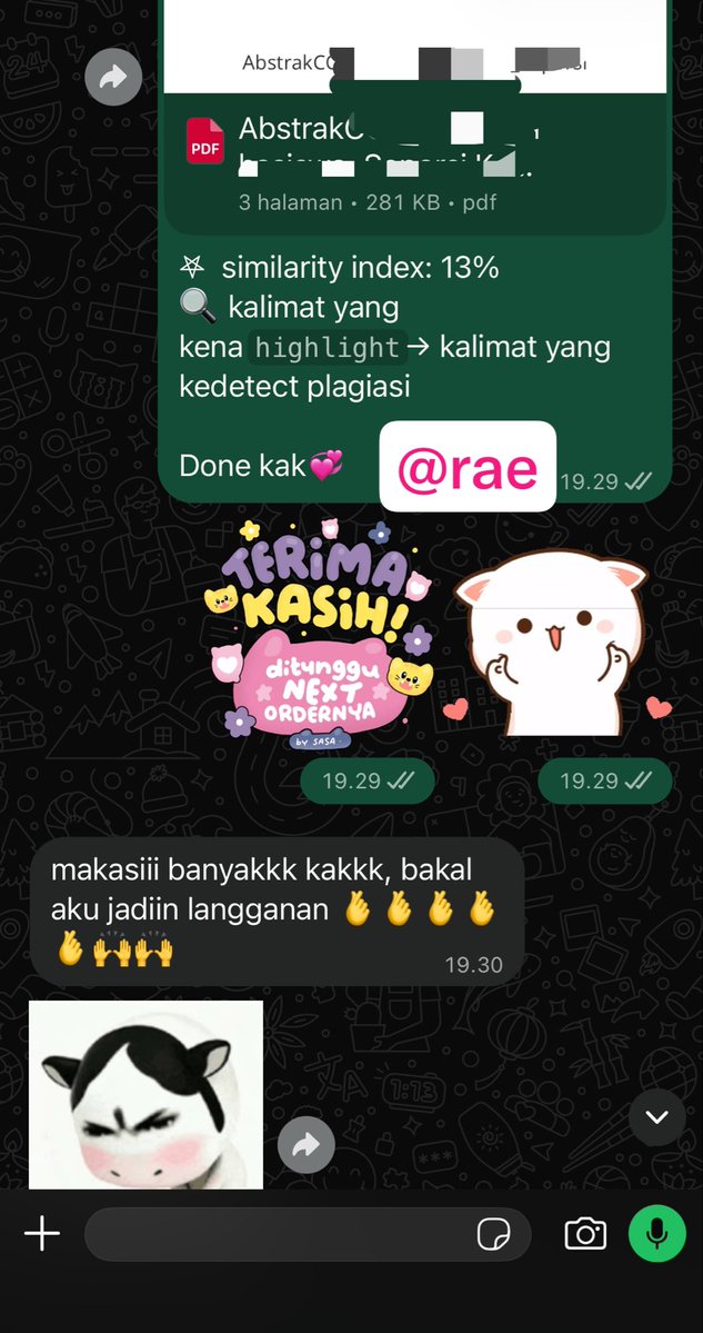 juvezmiles's tweet photo. 🌷READY CEK TURNITIN 6k an 1-5 menit aja guycc (Open sampe tengah malam)☝🏻

📌100% NO REPOSITORY
📌Bisa req filter
📌Avail qris n bisa pay akhir

gercep langsung ke WA dibio aja yap🫶🏻
#zonauang https://t.co/YobcDCOtJb