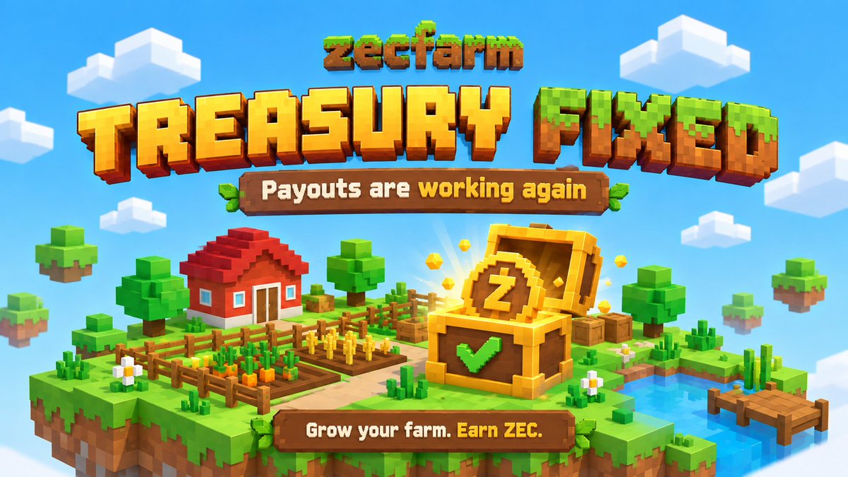 playzecfarm's tweet photo. Cash outs are fixed. 🌾💸

What happened: ZEC Farm had ZEC priced at $45 internally. Real price? ~$1,670. So every "$3.55" cash out was secretly asking the treasury for ~$130 of real ZEC - and getting declined every single time. Sorry to everyone who didnt get their payout!

What we did: live ZEC price feed, more resilient Robinhood Chain connection, and clear error messages instead of a generic "failed."

What it means for you: your progress is untouched and your balance kept the exact $ value you earned. A $3 cash out is now ~0.0018 ZEC, and the treasury covers plenty of those.

Go hit Cash Out. Every payout is a real on-chain transfer you can verify at /proof. Happy farming 🥕