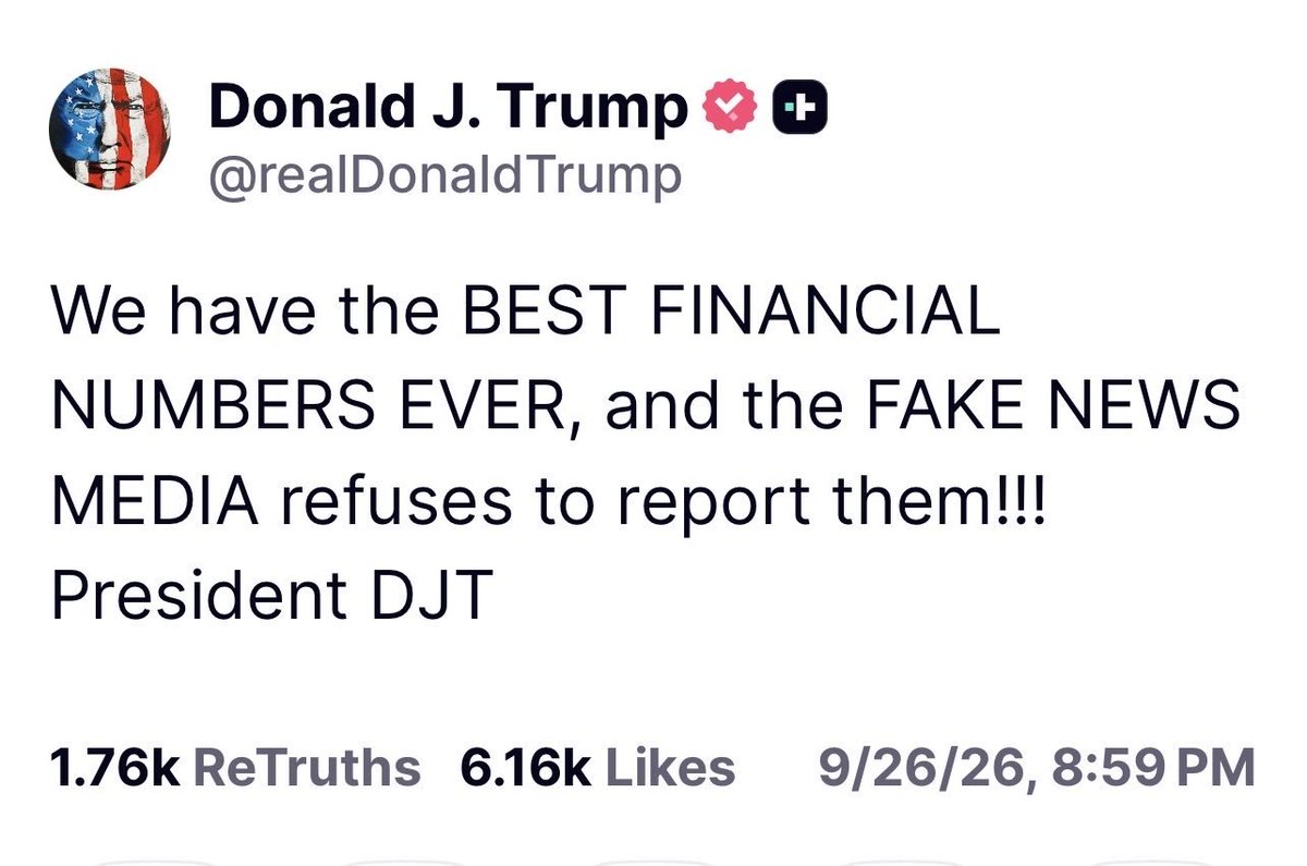 Freedom_Force2's tweet photo. “We have the BEST FINANCIAL NUMBERS EVER, and the FAKE NEWS MEDIA refuses to report them!!!” FAKE NEWS! ENEMY OF WE THE PEOPLE! 🤬🤬👋🏼
@Juliedonuts https://t.co/q0Ki47pD1K