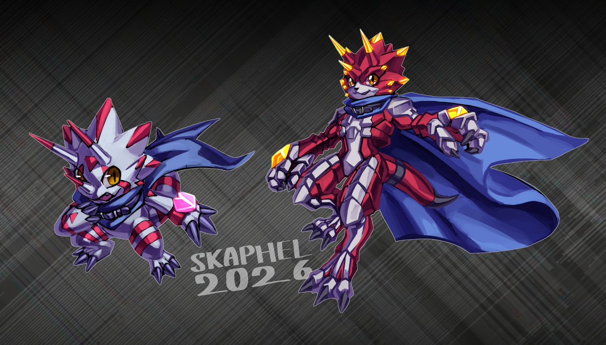 Skaphel's tweet photo. Drew up some fan-designs X-Antibodies for Gammamon &amp; Gekkomon, and their respective adult levels.
More of their evolutions to come
#DigimonOC #オリジナルデジモン https://t.co/CuduDgSpeZ