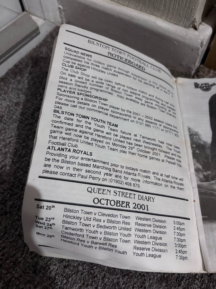 bilstonfans's tweet photo. Here’s an old @BilstonTownFC programme we found out in the garage… it’s a bit worse for wear but is from just before the club had to reform - and a couple of years after what I deem the ‘glory years’ ha. Anybody at the game vs Clevedon Town? https://t.co/WO4rkZVA0E