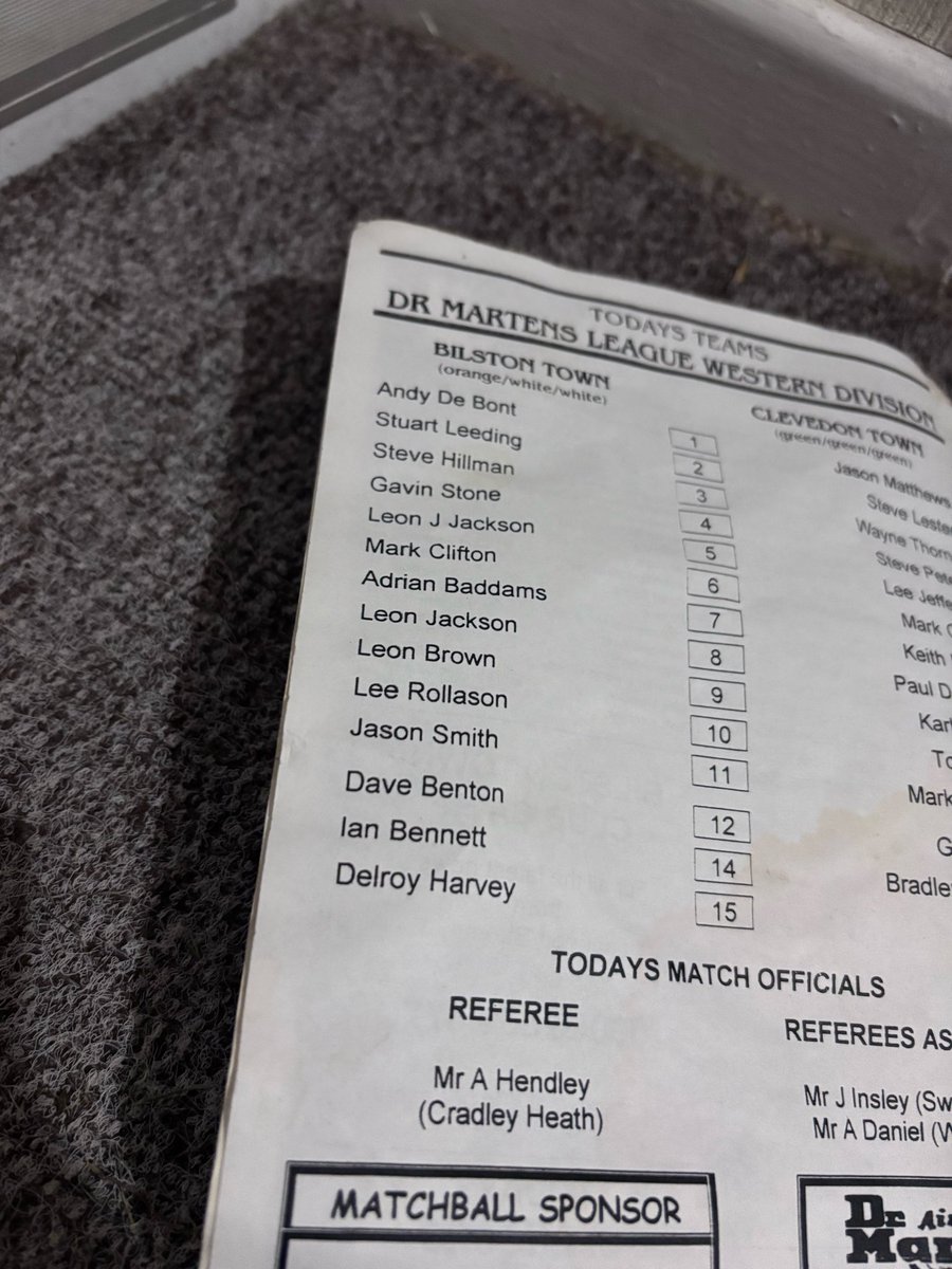 bilstonfans's tweet photo. Here’s an old @BilstonTownFC programme we found out in the garage… it’s a bit worse for wear but is from just before the club had to reform - and a couple of years after what I deem the ‘glory years’ ha. Anybody at the game vs Clevedon Town? https://t.co/WO4rkZVA0E