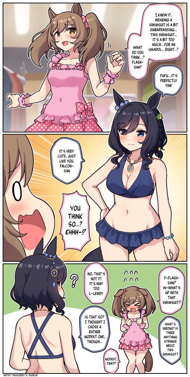 duoblues2's tweet photo. Umadol's Swimsuit Choice 
Artist: Takiki2828
#ウマ娘 #ウマ娘英訳 #Umamusume #UmaTranslations https://t.co/1rU2U4nNwp