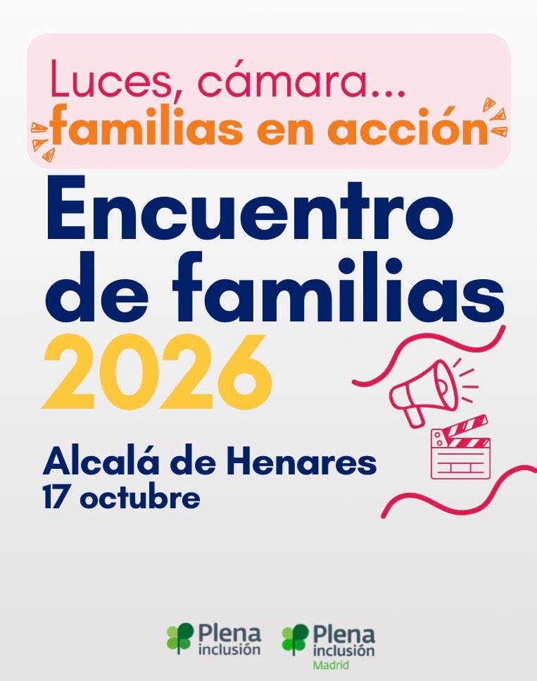 PlenaMadrid's tweet photo. 🎬 Luces, cámara… ¡familias en acción!

📅 El 17 de octubre celebramos en el Teatro Salón Cervantes de Alcalá de Henares el Encuentro Estatal de Familias 2026 de @PlenaInclusion.

👥 Una cita para compartir experiencias, fortalecer el liderazgo de las familias y construir propuestas que ayuden a transformar las políticas públicas y la sociedad.

🙌🏽 ¡Es hora de cambiar el guion! 
Apúntate aquí: https://t.co/vjrtJQrhiS
