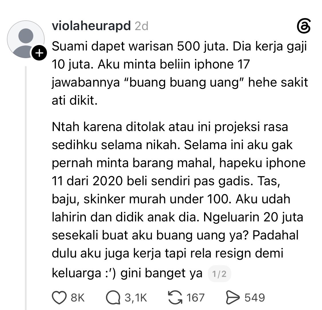 bardanslm's tweet photo. kalau kamu seorang suami dengan gaji 10 juta dan dapet warisan 500 juta, istri minta dibeliin iphone 17 akan dibeliin gak??? 🤔

btw hp kakaknya iphone 11 sekarang. 
hp saya 11 pro, mirip2 kita kakkk hpnya 🙏🏻 https://t.co/f4lfc1u4sf