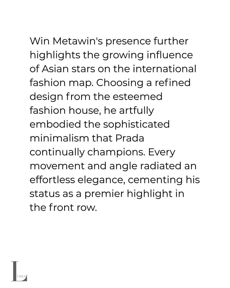 winstyle_wmp's tweet photo. IG luresmagazine

 @prada Ambassador @winmetawin attends the Prada Spring/Summer 2027 Womenswear Fashion Show at Fondazione Prada’s Deposito in Milan

WIN DEFINES PRADA SS27

#PRADASS27xWIN #PRADASS27
#Prada #PradaxWin #winmetawin 
@Prada @winmetawin https://t.co/kwEd98EHHZ