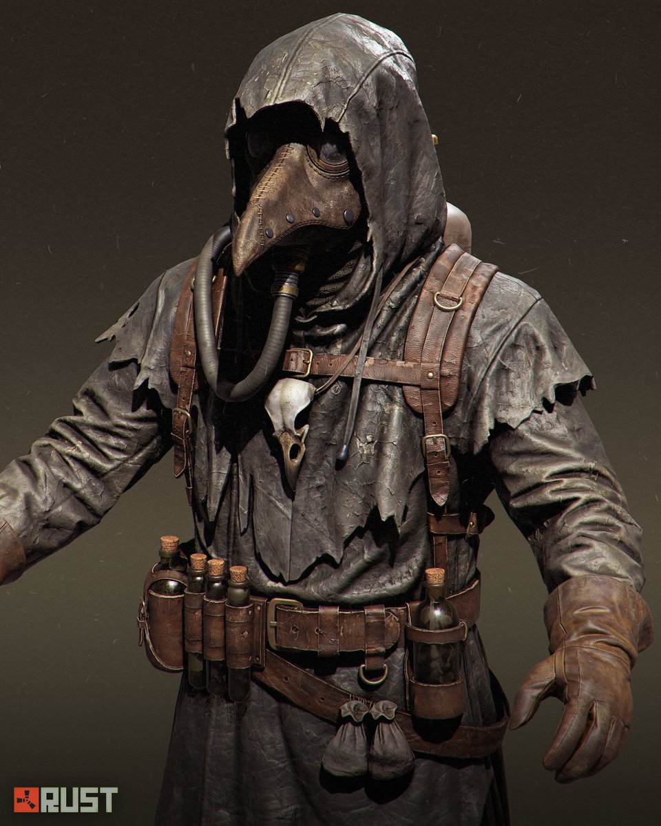 CapableWizard's tweet photo. A closer look at the Plague Doctor Hazmat Suit coming soon to Rust 👀🐦‍⬛ https://t.co/utmmMNIbHp