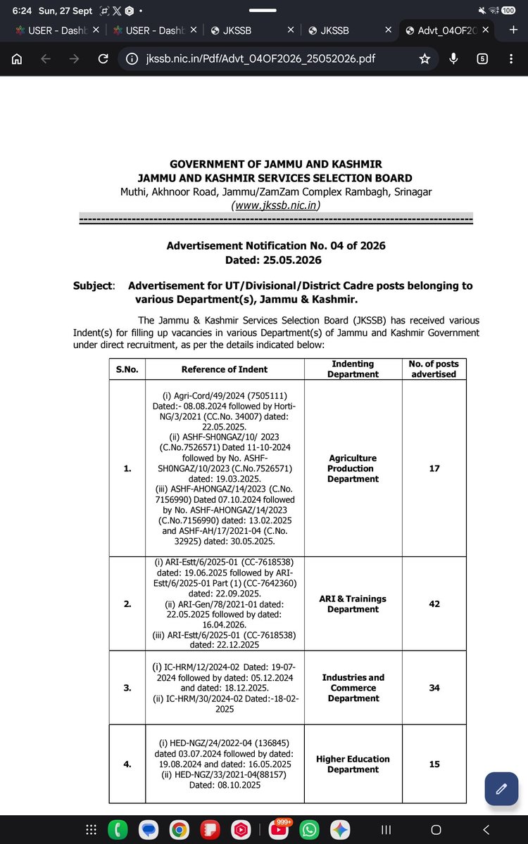 JkssbExam's tweet photo. JKSSB published Advertisement No. 04 of 2026 almost 4–5 months ago, yet online applications haven't started. What kind of a joke is this recruitment system? Candidates deserve accountability! @JKSSB_OFFICIAL @OmarAbdullah https://t.co/TByhPRIL7k