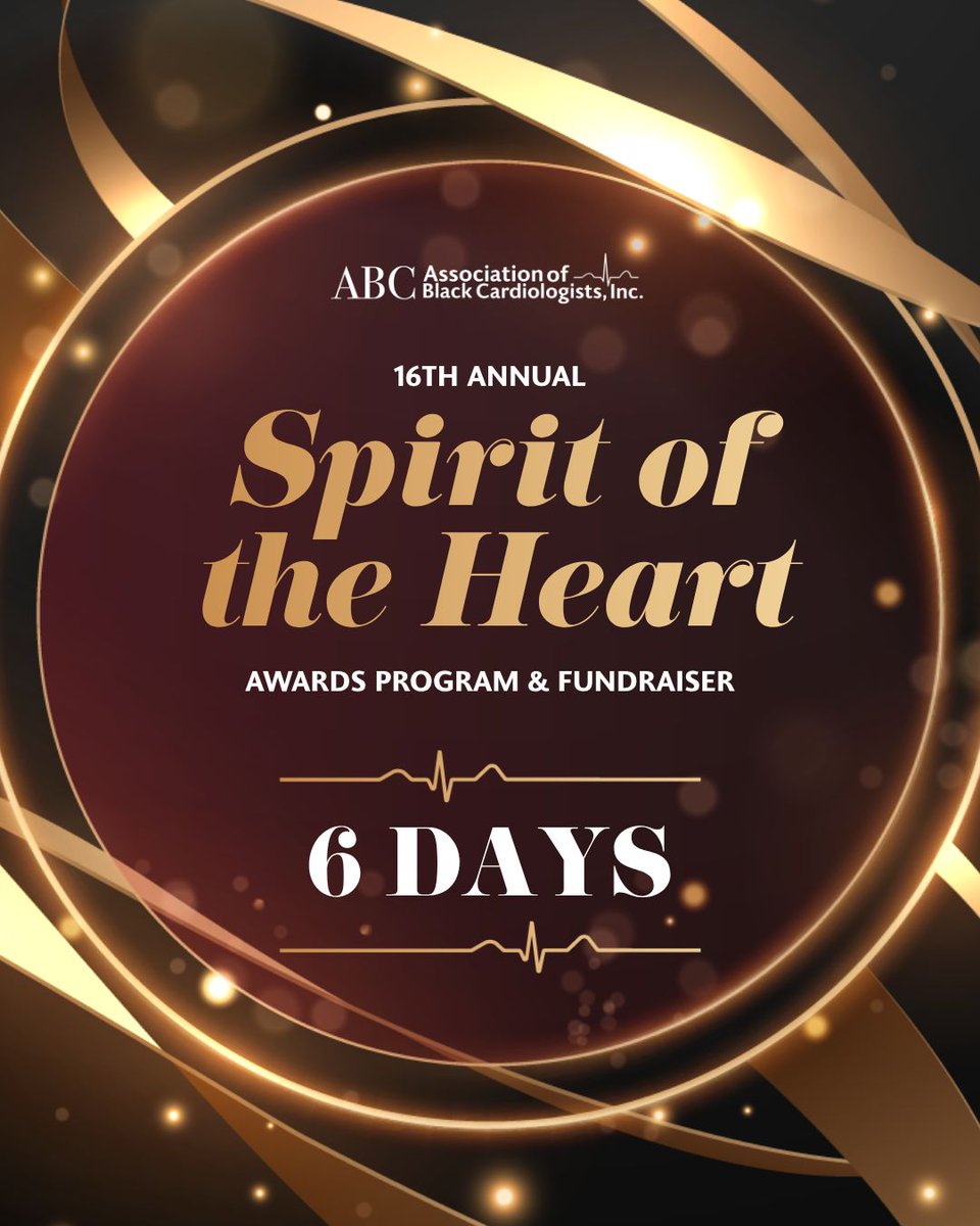 ABCardio1's tweet photo. 6 days until Spirit of the Heart! π We're counting down to a night of celebration, purpose, and honoring the leaders shaping the future of cardiovascular health. See you October 3 in NYC. ποΈ https://t.co/N9jsgqZlHD #EveryHeartCounts #SpiritOfTheHeart https://t.co/jnVPIigxJY