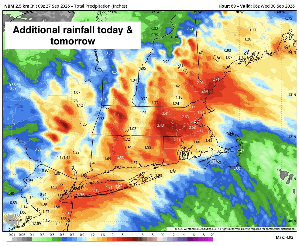 Eweather13's tweet photo. Here’s the detailed forecast for the week ahead: 

Today: ☁️🌧️💨 Cloudy with periods of rain. At times there may be lulls and at times the rain may be heavy.  Continued windy but much better. Highs in the 60s except upper 50s western hills. 

Tonight: Periods of rain continue. Breezy inland, continued windy at the shoreline. Lows in the 50s. 

Monday: 🌧️☁️💨 Periods of rain continue. Late in the day SW areas finally begin drying out as the rain finally begins to lift off to the NE. Very breezy, especially at the shore, but manageable. Highs in the low to mid 60s. The hill towns stay in the mid to upper 50s. Possible dramatic sunset for western areas. 

Monday night the last of the rain finally exits eastern areas. 

Tuesday: ⛅️🌤️🌥️  A mix of clouds and sun. Milder and lighter winds. Highs in the mid to upper 60s. 

Wednesday: 🌤️⛅️ Mostly sunny early trending toward a mix of clouds and sun during the afternoon. Milder. Highs in the low to mid 70s except cooler across SE coastal areas. 

Thursday: ⛅️🌤️🌬️Partly sunny during the morning trending toward mostly sunny. Highs in the 70s. Cooler once again across SE coastal areas. Breezy SW winds.

Friday: ⛅️ Partly sunny. Highs in the low to mid 70s except around 70° for SE coastal areas. 

🏆 Saturday: 🌤️ Mostly sunny. Cooler. Highs in the mid 60s to around 70°. The pick of the week. 

Sunday: ⛅️🌥️☁️ Increasing clouds. Rain should hold off until Sunday night. Highs in the mid to upper 60s.