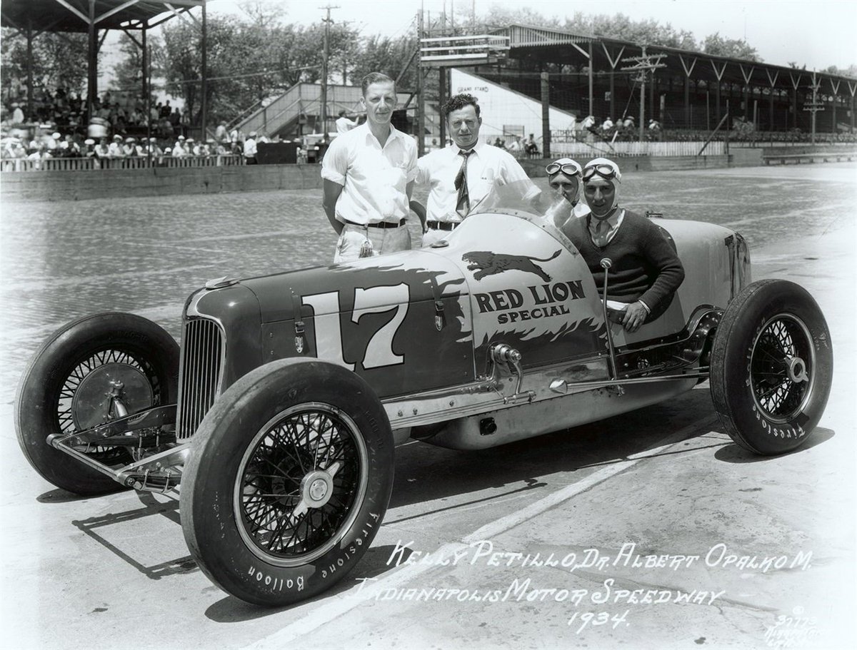 iowahawkblog's tweet photo. Today's Dave's Car ID Service is a FLAME WAR! 

Yesterday we looked a some of the Old Masters of car painting, today we focus specifically on the art of the flame paint job. The first documented example of which was seen at the 1934 Indy 500, on Kelly Petillo's handsome Miller. 

History does not record who painted them, and one might think simulated flames on a race car is tempting fate. But it wasn't so for Kelly Petillo, who returned to win Indy in 1935 with a similar flamed-up Offenhauser. It would be the first of many wins at Indy by Offy.

But that proved to be the highlight of Kelly Petillo's racing career. He later flamed out, so to speak. Spectacularly. He was arrested numerous times, including charges of rape and attempted murder; his attempted murder arrest was in Victory Lane at Owosso Speedway after winning a race there. He spent 8 years in the Indiana state pen before he was paroled, promptly violated his parole, and was re-arrested in the crowd at the 1957 Indy 500.

So, I dunno, maybe there is something to the idea that flame jobs are bad mojo.