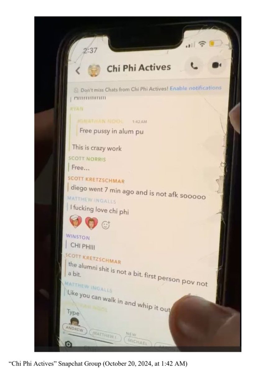 GogIvanka's tweet photo. This poor girl thought Matthew Ingalls was her friend. She left Lot 10 to go hang out with him, she trusted him, all while he's sending a Snapchat saying "Like you can walk in and whip it out"

Such disgusting scumbag trash at Cornell! https://t.co/vQuG0jOuIY