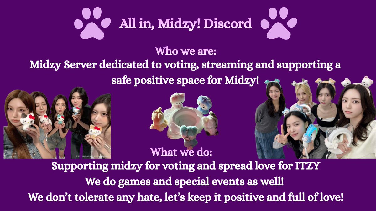 AllinMidzySquad's tweet photo. Hiya! We are All in, Midzy Squad! Supporting and loving ITZY is our goal. Link in our bio if you’d like to join! #ITZY #MIDZY https://t.co/cKfp7t8sIZ