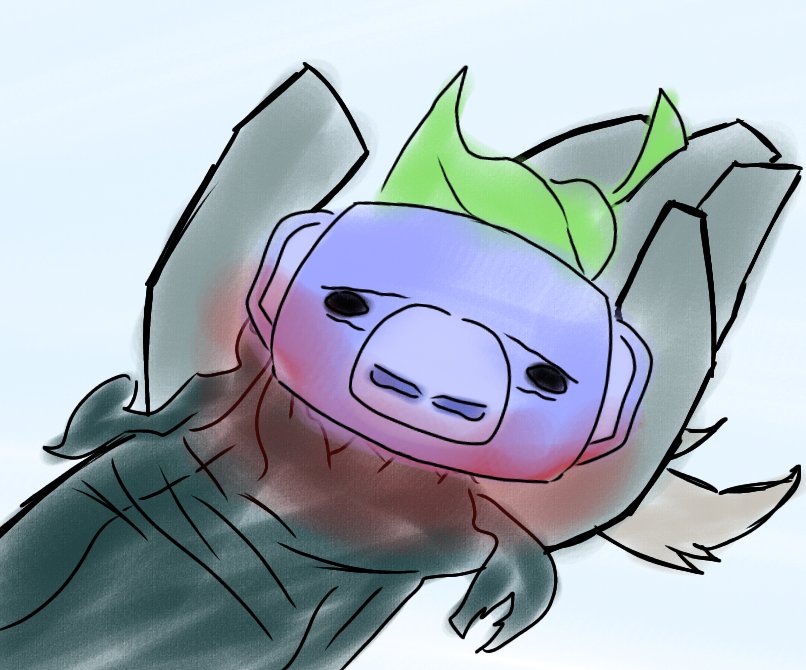 AnnaisTH3BUMX3's tweet photo. Here's Doomsday as emotional support from this foul beast https://t.co/J2IfaGc0Kl
